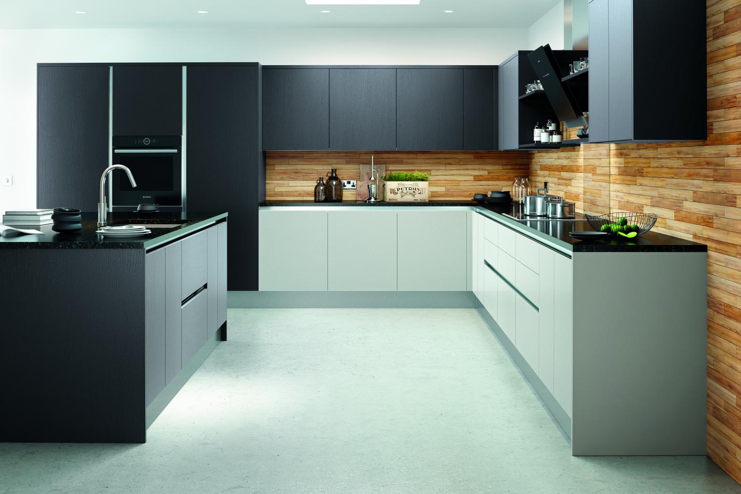 True Handleless Kitchen 'Coniston Range' in Graphite Oak Vivo Matt  - True Handleless -  Zebra Trades