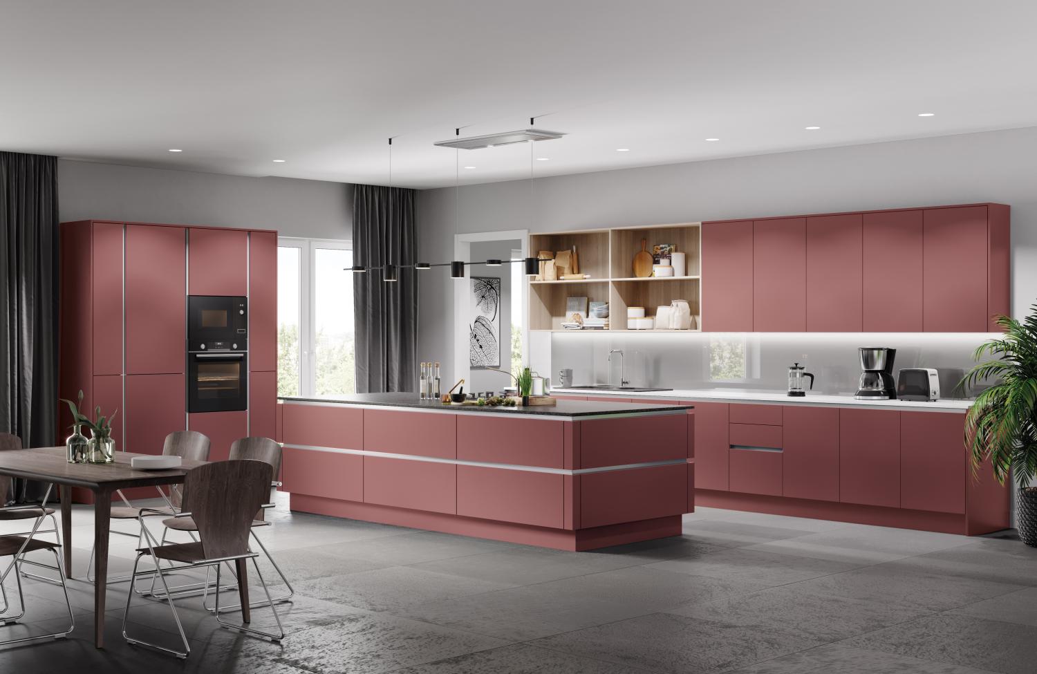 True Handleless Kitchen 'Vivo Range' in bespoke paint to order (Little Green - Ashes of Roses)  - True Handleless -  Zebra Trades