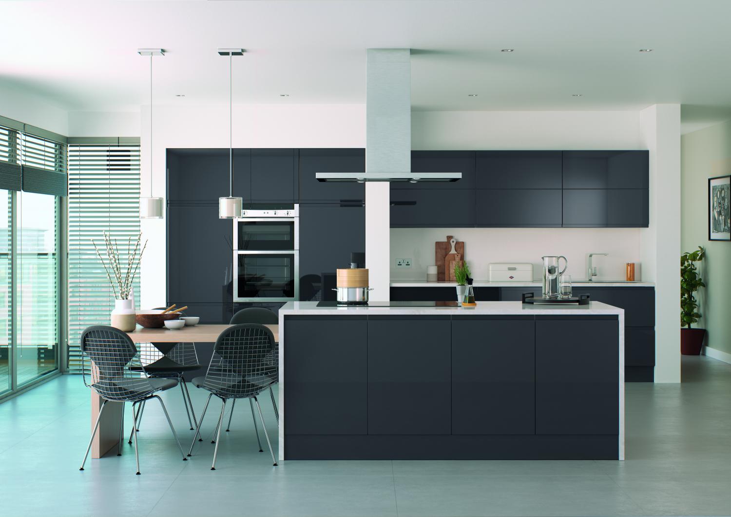 J Pull Handleless Kitchen 'Lucente Range' in Anthracite Gloss  - J Pull Handleless -  Zebra Trades