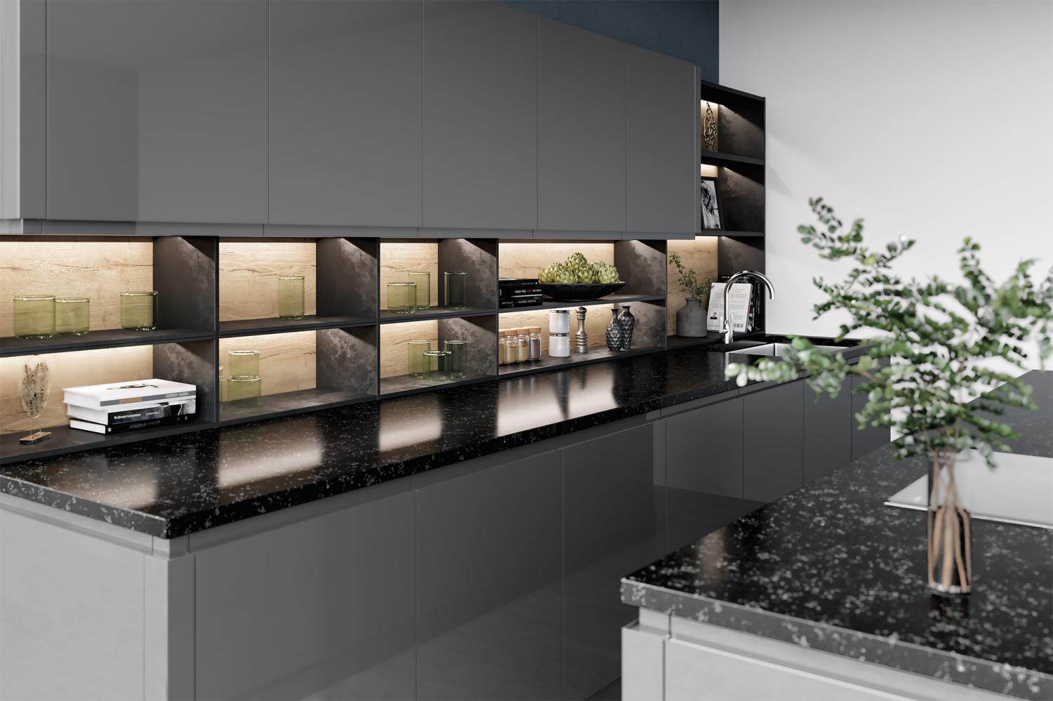 J Pull Handleless Kitchen 'Lucente Range' in Dust Grey Gloss  - J Pull Handleless -  Zebra Trades