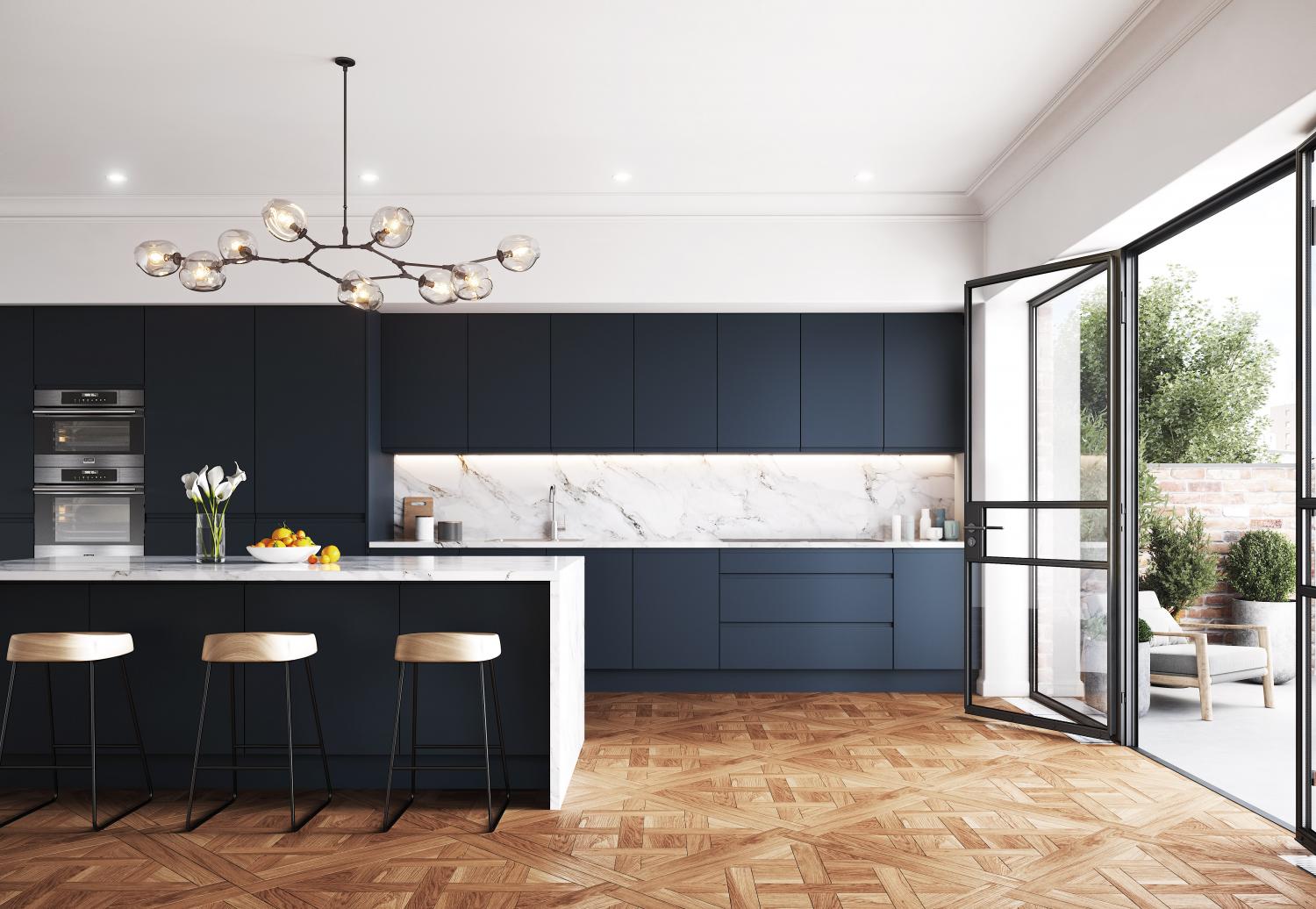 J Pull Handleless Kitchen 'Lucente Range' in Indigo Blue Matt  - J Pull Handleless -  Zebra Trades