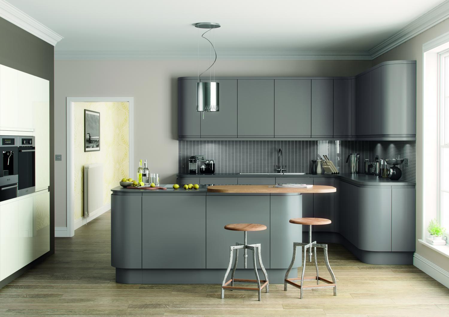 J Pull Handleless Kitchen 'Lucente Range' Hand Painted in Dust Grey  - J Pull Handleless -  Zebra Trades
