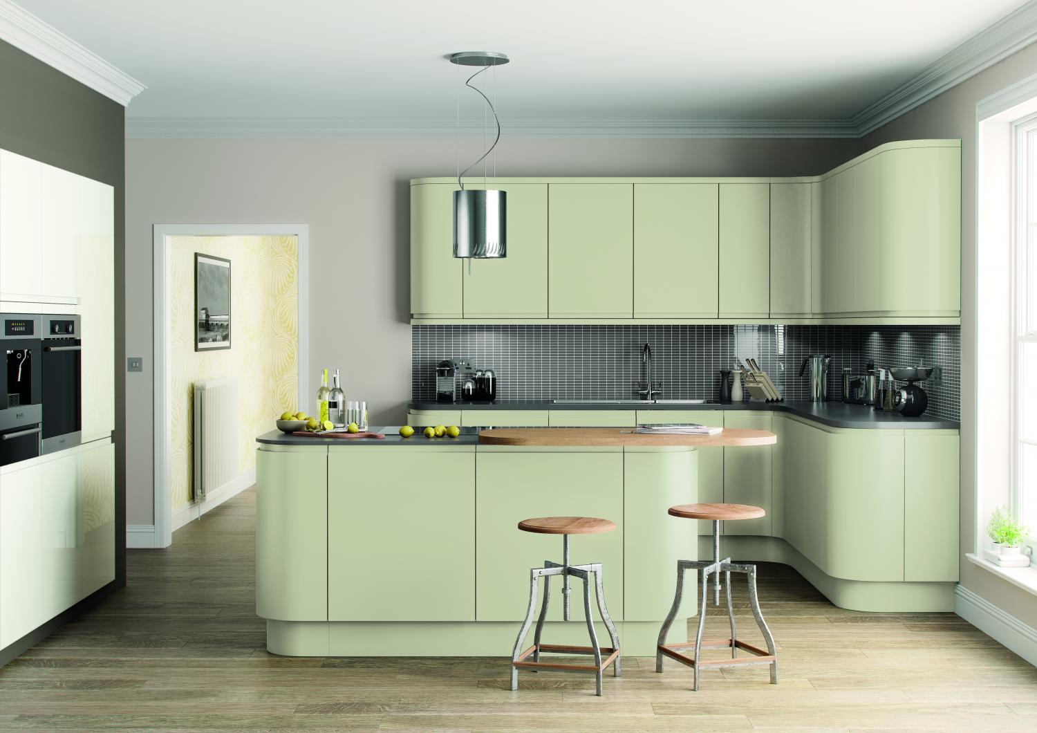 J Pull Handleless Kitchen 'Lucente Range' Hand Painted in Sage Green  - J Pull Handleless -  Zebra Trades