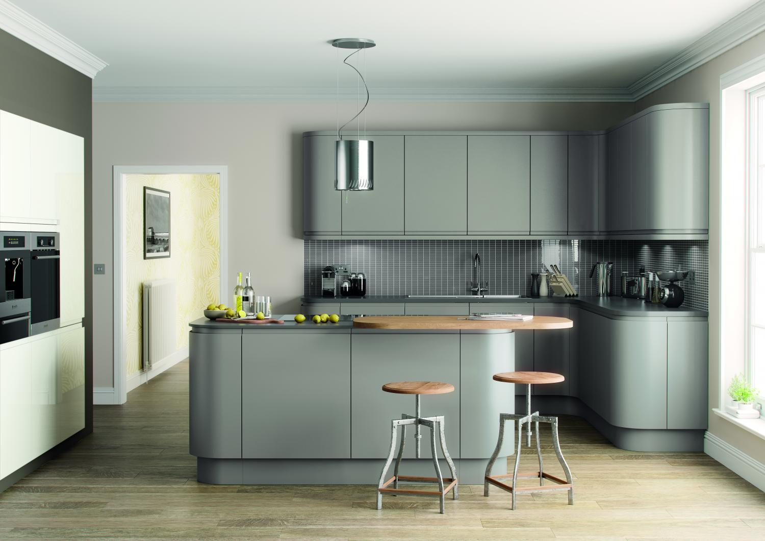J Pull Handleless Kitchen 'Lucente Range' Hand Painted in Silver Grey  - J Pull Handleless -  Zebra Trades