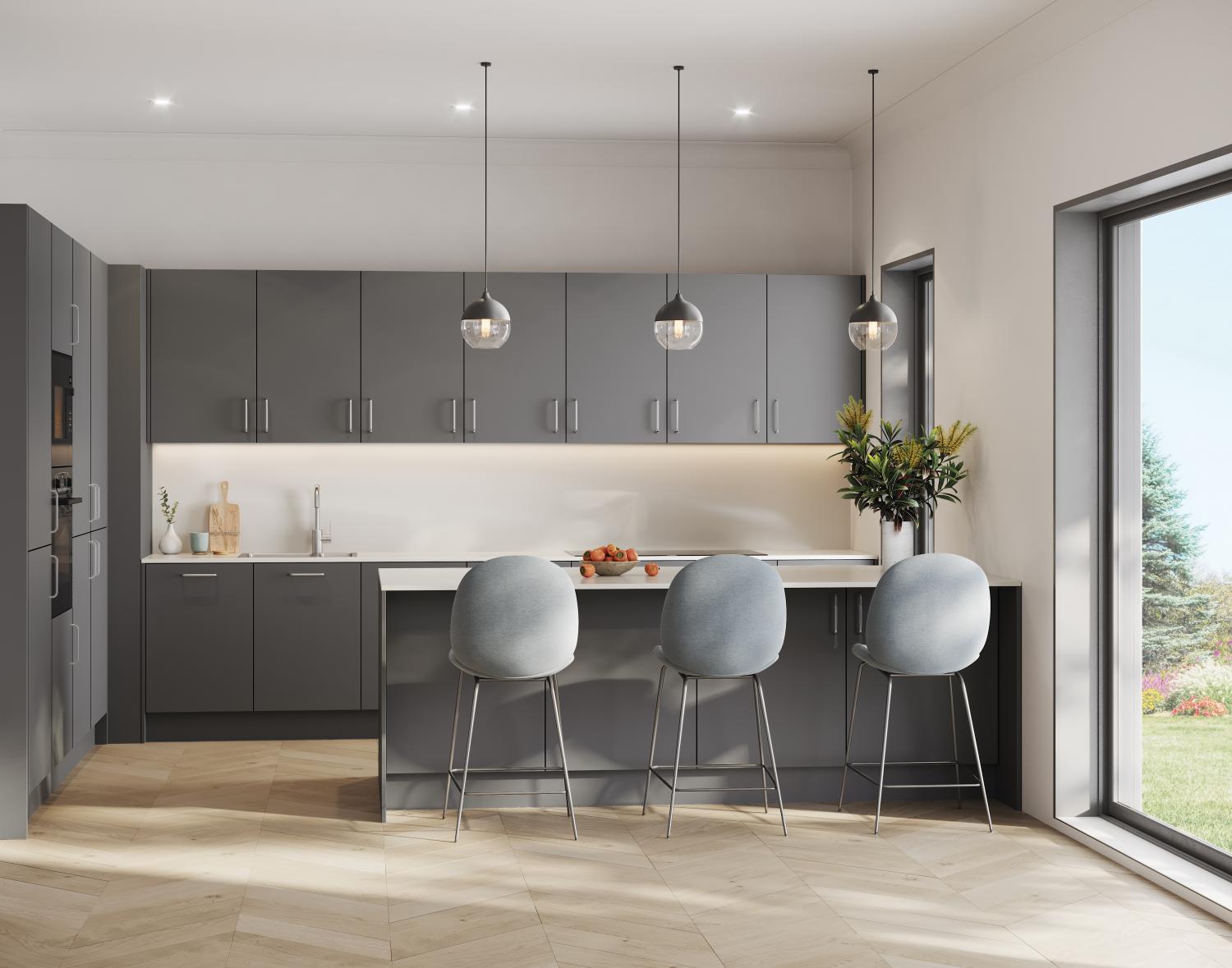 Modern Kitchen 'Vivo' Range shown in Onyx Grey Matt  - Modern -  Zebra Trades