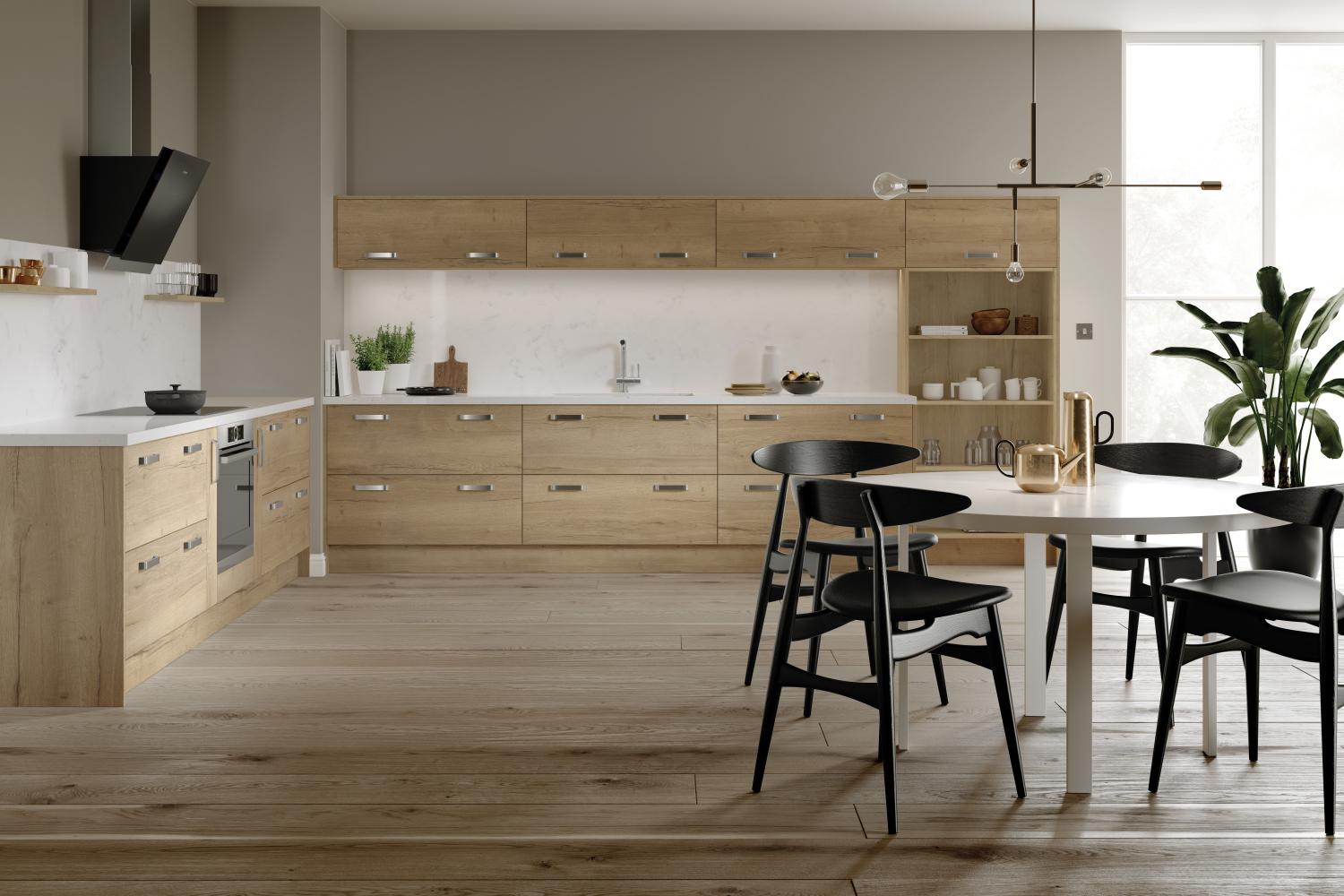 Modern Kitchen 'Linea' Range shown in Natural Oak  - Modern -  Zebra Trades
