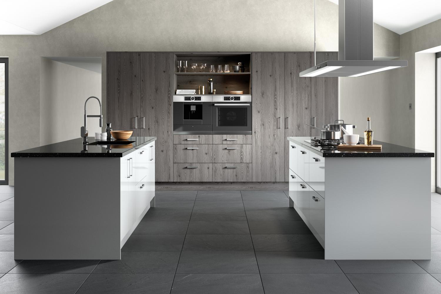 Modern Kitchen 'Linea' Range shown in Anthracite Mountain Larch  - Modern -  Zebra Trades