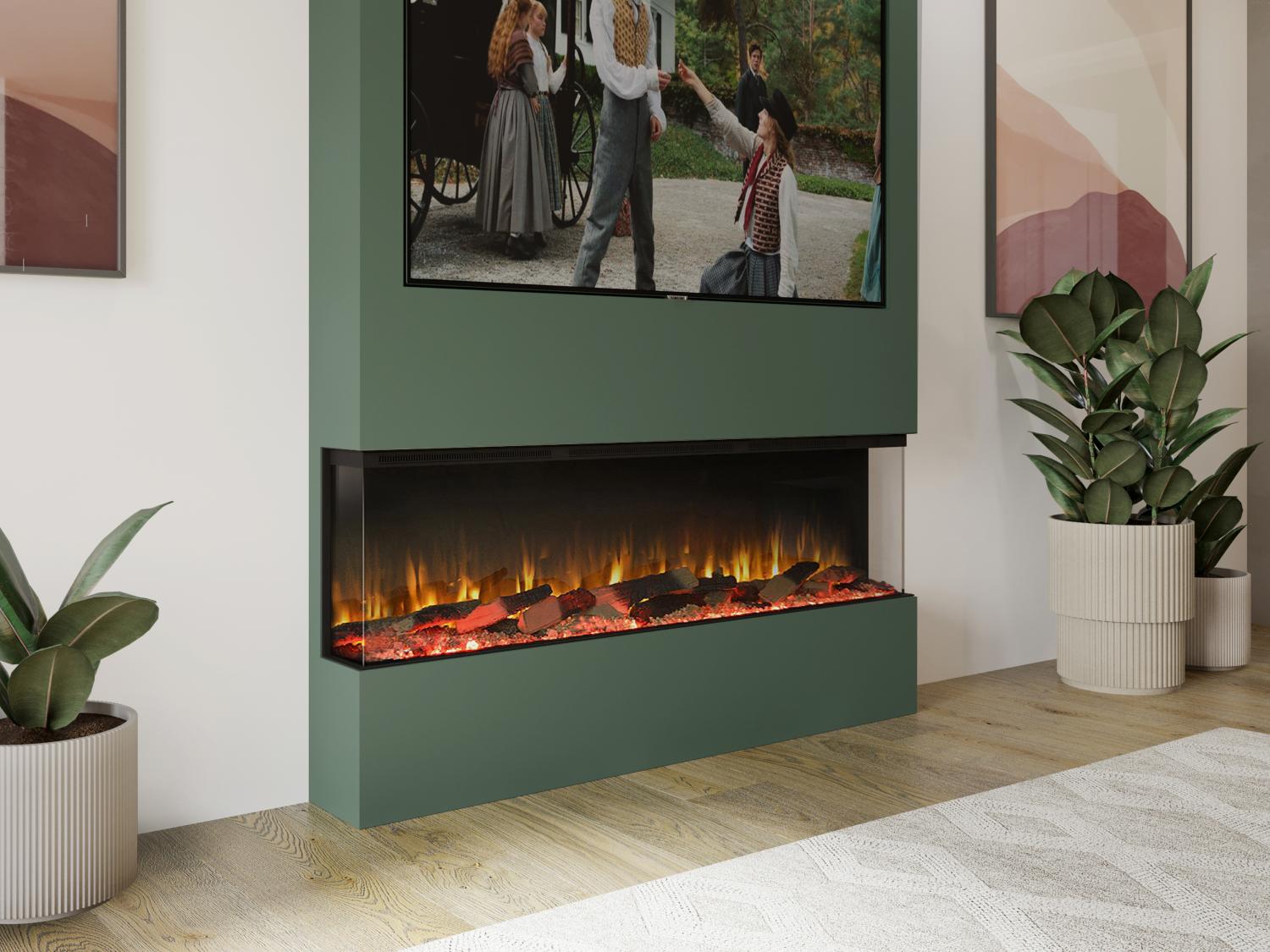 Elevate your space with the Firez 1500. 🔥 Experience ultra-realistic 3D flame technology and high-definition logs with the versatility of a 1, 2, or 3-sided panoramic view. Enjoy the cozy aesthetic of a real wood burner—minus the hassle—with customisable lighting to match any mood. Specs: H 616 x W 1530 x D 333 (mm)  - Media Wall -  Zebra Trades